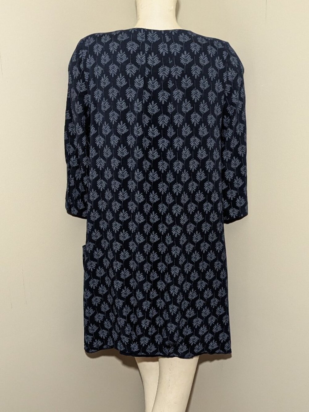 Yargici Blue Leaf Print Pocket Dress Medium 40 M - Picture 3 of 9
